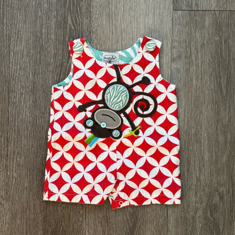 Mud Pie Fun Retro Monkey Romper